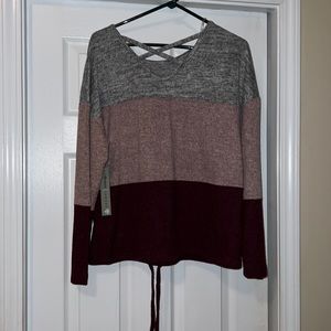 Striped Sweater with cross in the back